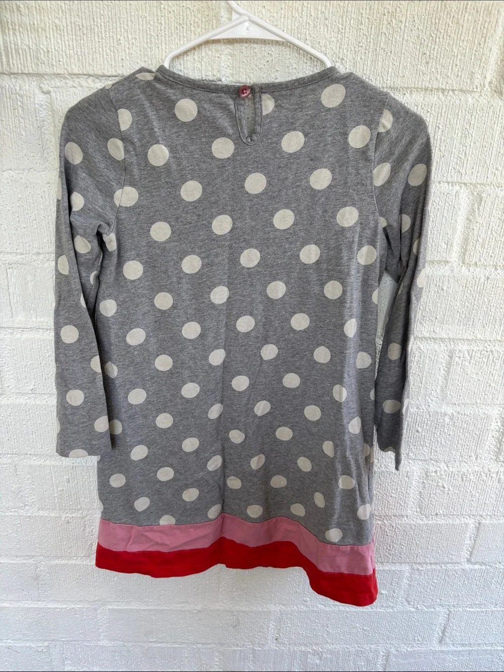 Mini Boden Butterfly Felt Cotton Long Sleeve Polka Dot Dress 9-10